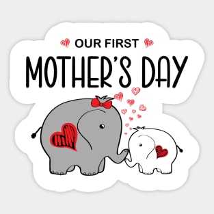 Cute Matching Our First Mother's Day Elephants Sticker